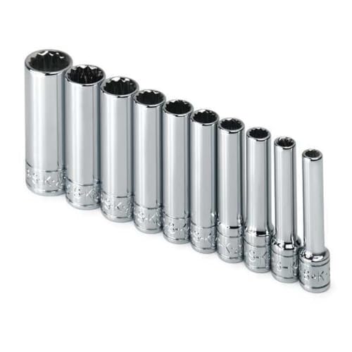 SK Tools USA 1/4" Drive, 10 Piece, 12 Point, Deep, SAE, Chrome Socket Set | 4950