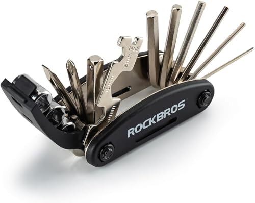 ROCKBROS Bike Multitool Lightweight 16-in-1 MTB Bicycle Multitool Compact Portable Bike Repair Tool Kit With Allen Wrench, Tire Levers-1 Pack - style: 16 in 1 Tools-1 Pack