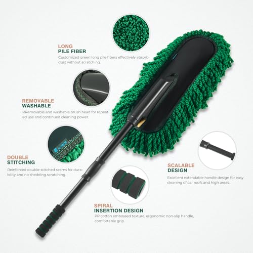 FLORICH Microfiber Car Duster Large Extendable Car Duster Exterior Scratch Free for Cars RV Truck Bike - size: Carduster02