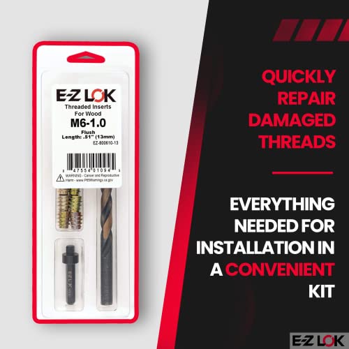 E-Z LOK E-Z Hex Thread Repair Kit for Soft Wood Flush Threaded Inserts M6-1.0 x 13mm, Drill, Installation Tool - size: M6-1.0 x 13mm, style: Flush