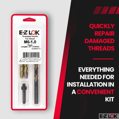 E-Z LOK E-Z Hex Thread Repair Kit for Soft Wood Flush Threaded Inserts M6-1.0 x 13mm, Drill, Installation Tool - size: M6-1.0 x 13mm, style: Flush