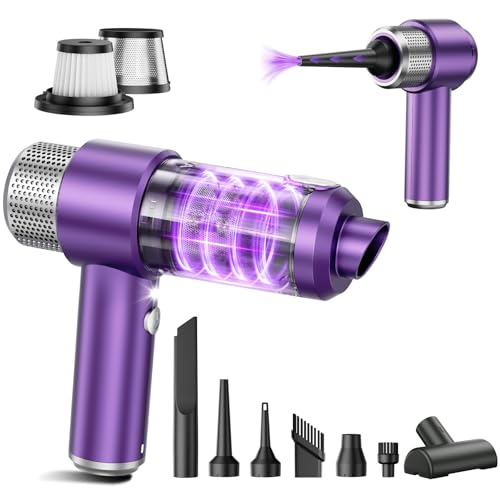 EYYA Handheld Car Vacuum Cleaner Cordless, 15000PA High Power Vacuum & Air Duster, 4-in-1 Portable Mini Vacuum with LED Light, Hand Held Vacuum Cleaner for Car Home Office - color: Purple Silver