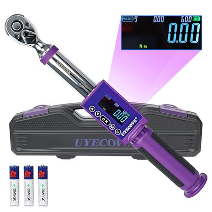 Digital Torque Wrench 3/8 Drive, (3.7-44.2 FT-LB/5-60N.M) ±2% High Accuracy Digital Torque Wrench, With Vibration, Buzzer and LED Alert - size: 3/8-inch (3.7-44.2 Ft-lbs./5-60Nm)