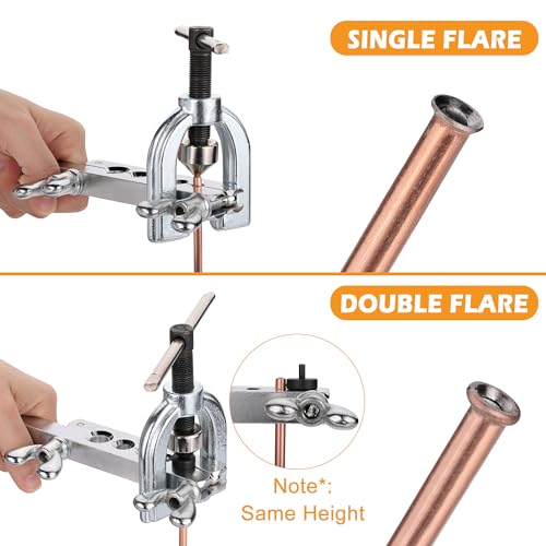 25FT 3/16" & 1/4" Copper Coated Brake Line Flaring Tool Kit Fit Fuel System | with 32 Fittings and 8 Unions Brake Line Fittings, Black Line Double & Single Flaring Tool Kit