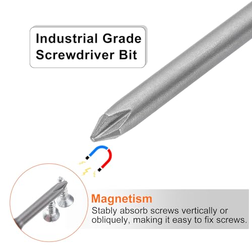 HARFINGTON 5pcs #1 Phillips Screwdriver Bit PH1 1/4" Hex Shank 4" (100mm) Long Magnetic S2 Steel Industrial Grade Screw Driver Bit Cross Head Electric Drill Bits 0.197" (5mm) Rod - size: PH1 x 100mm x 5mm