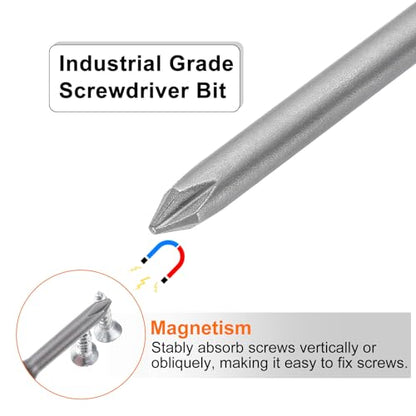 HARFINGTON 5pcs #1 Phillips Screwdriver Bit PH1 1/4" Hex Shank 4" (100mm) Long Magnetic S2 Steel Industrial Grade Screw Driver Bit Cross Head Electric Drill Bits 0.197" (5mm) Rod - size: PH1 x 100mm x 5mm