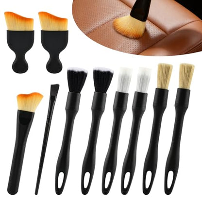 10Pcs Car Detailing Brush Set, Car Interior Detailing Brushes, Auto Ultra-Soft Cleaning, Non-Scratch, Dust Removal Brushes for Interiors & Exteriors Automotive Wheel Rim