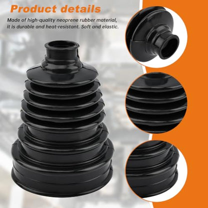 2PCS CV Boot Repair Kit, Silicone CV Axle Boot Repair Kit Includes 4 Stainless Steel CVs Boots Clamp & 6 Cable Ties, One-piece Design Tie Rod Boots Fits Shaft Size 18mm-34mm