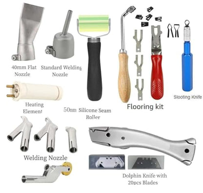 Beyondlife 1600W Hot Air Plastic Welder Heat Gun PVC Vinyl Flooring Welding Tool Hot Gas Pistol Kit, with Various Welding Accessories - style: Professional Welder Set