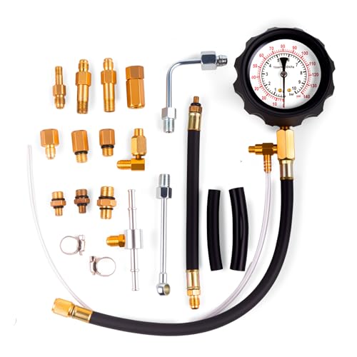Fuel Pressure Tester Kit,0-140PSI Fuel Pressure Gauge Kit,TU-114 Oil Pressure Tester Kit with Gauge for Auto Car Truck and Marine