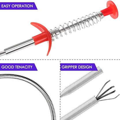 Drain Snake Hair Drain Clog Remover Tool - 61.4 inch Sink Drain Cleaner for Toilet Sewer Shower Kitchen Bathroom Tub Clogged Drains Opener Cleaning Tool - style: 61.4 inch