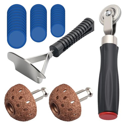 34PCS Tire Patch Kit,Heavy Duty Tire Repair Tools Patch with 32/42/58mm Wheel Patches,Tires Patches Roller,Scraper & Buffing Wheel,Full Tires Repair Kit for Car Truck Motorcycle