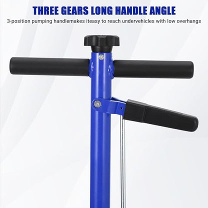 GarveeTech 22 Ton Air Hydraulic Floor Jack for Heavy Duty Trucks & Tractors – Low Profile (9"-17.7"), 4 Adapters, 46" Adjustable Handle – 44,000 Lbs Capacity - color: 22 Ton Blue