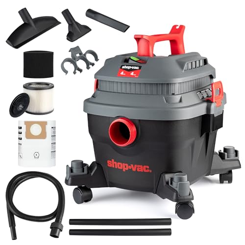 Shop-Vac 5430096 4 Gallon 4 Peak HP Wet/Dry Vacuum with Blower Function | 1.25"x7-ft Hose, 15-ft Cord, Compact, Durable, Portable, Ideal for Jobsite, Garage, Workshop, Home - size: 4 Gallon