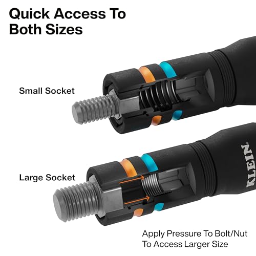 Klein Tools 651MQS Impact-Rated Quad Socket Set, 4-in-1 Flip Socket Driver, Color-Coded, Heavy-Duty Multi Tool, 1/4-Inch Drive, Metric 7mm, 8mm, 10mm, 12mm, 3-1/2-Inch Extension Shaft - size: 4 Sizes, Metric