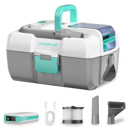 HAUSHOF 24V Cordless Wet Dry Shop Vacuum, 2-Gallon Brushless Shop Vac with 4.0Ah Battery, C-to-C Charging Cable, 3-in-1 Portable Vacuum Cleaner with Accessories for Home, Car & Workshop