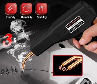 200W Plastic Welder Hot Stapler, 2000PCS Staples - Bumper Repair | 1112°F in 2-3s, Built-in LED, Ergonomic Grip, 4 Types Rust-Proof Steel Staples, for Auto Bumper, Dashboard Motorcycle Fairing