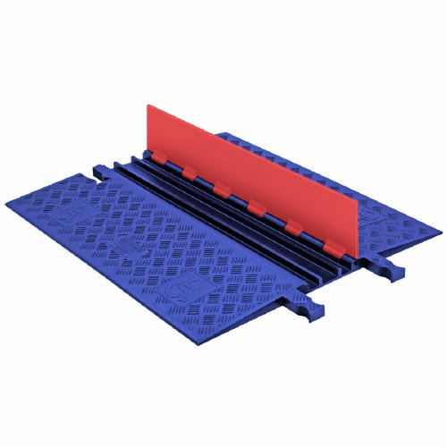 Checkers 3 Channel Low Profile Drive Over Cable Protector with Built in ADA Compliant Ramp, Heavy Duty Loads up to 54,000 Pounds, Polyurethane Construction, Orange/Blue, GD3X75-O/BLU - color: Blue, style: ADA Compliant