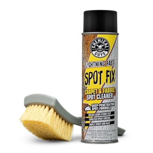 Chemical Guys Lightning Fast Carpet Spot Cleaner With Nifty Carpet And Upholstery Brush Kit, Fabric Stain Extractor Interior Cleaning System For Car Carpets Seats Floor Mats And Upholstery - 18 Fl Oz - size: KIT With Brush