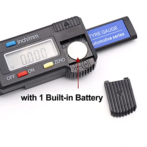 Tire Tread Depth Gauge, Digital Tire Tread Depth Gauge LCD with Inch and MM Conversion of 0-0.98 Inches, Tread Checker Tire Tester for Cars Motorcycle Trucks Vans SUV, Black