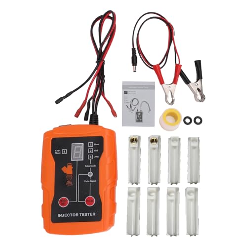 CHICIRIS Automotive Fuel Injector Tester Cleaning Tool Kit 2 in 1 Function 8 Adapters and 8 Pulse Modes DIY Tool 4 Wire Dual Channel for 2 Injectors (White) - color: White