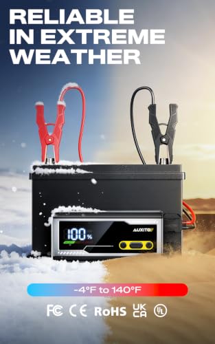 AUXITO 6000A Jump Starter, 12V Car Battery Jump Starter, Up to All Gas & 12L Diesel Engine with LED Display, Portable Jump Box with 3 Modes Flashlight and Jumper Cable, Storage Case - size: T3-6000A