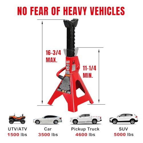 Big RED 3 Ton Heavy Duty Steel Jack Stands, Capacity Car Lifting Stand,1 Pair - size: 3 ton, style: Heavy Duty Steel