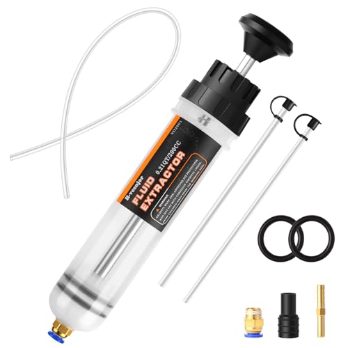 H-veenjor 200 CC Automotive Fluid Extractor Pump, Oil Change Syringe with Extra 32" Soft Hose & Two 9" Tubes, Manual Extraction and Fill Pump, Fluid Oil Change Evacuator with Powerful Suction - size: 200CC