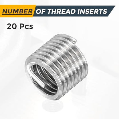 HARFINGTON 20pcs Wire Thread Repair Inserts M10 x 1.5 x 1.5D (15mm) Metric 304H Stainless Steel Helical Coiled Wire Screw Threaded Sleeve Sheath for Automotive Repairs - size: M10 x 1.5 x 1.5D