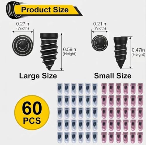 60Pcs Tire Repair Screws, 1-Second Quick Tire Puncture Repair, 2026 New Self-Service Screw in Tire Plugs for Car, Truck, Motorcycle, Tractor Tire Plug Kit, 2 Size & Screwdriver Included