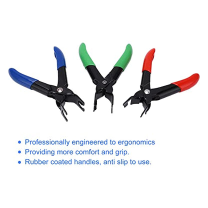 Aramox 3-Piece Fuel Line Pipe Disconnect Pliers Set, Universal Anti-Slip Handles for Petrol Cars
