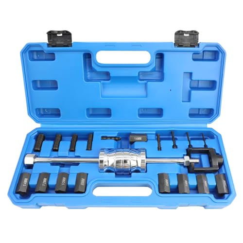 DPTOOL 20pcs Dowel Pin Puller Extractor Tool Kit Internal and External Thread Pin Removal Puller Tool Set Slide Hammer Bearing Puller Set with 3-16mm Internal External Collets Adapters