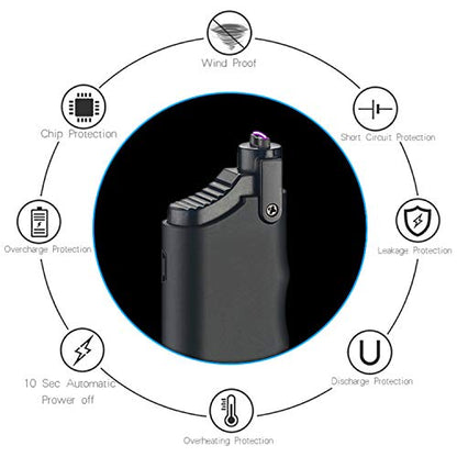 Candle Lighter Electric Arc Rechargeable Lighter with Safety Lock USB Plasma Lighter Perfect Telescopic Rod Neck Fire Starter Lighter for Outdoor Camping Hiking Cooking BBQs - color: Black