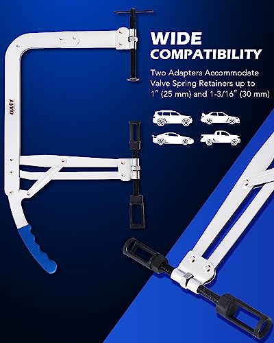 Orion Motor Tech Large Valve Spring Compressor Tool, Valve Spring Removal Tool & Adjustment Tool with 1" & 1-3/16" Adapters, Direct Action Valve Spring Compression Tool for Overhead Valve Engines - size: Large Valve Spring Compressor