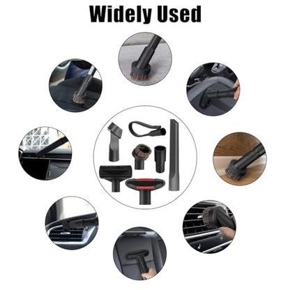 1 1/4 Inch Vacuum Attachments Accessories, Vacuum Cleaner Tools Kit with Dusty Brush, Hose Adapters for 1-1/4 inch 1-3/8 inch Hoses, 7 Pack