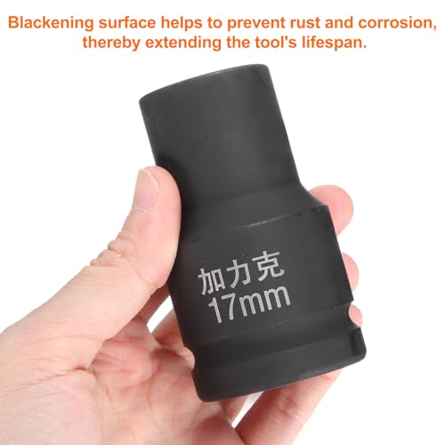 HARFINGTON 4 Point Square Socket 1" Drive by 17mm Metric Square Impact Socket 40CR Blackening Standard Wheel Sockets Pneumatic Socket Tool for Auto Repair Mechanical Maintenance Home Use - size: 17mm
