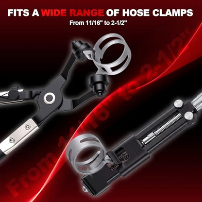 9PCS Hose Clamp Pliers Set, Long Reach Flexible Wire Hose Clamp Remover Tool for Automotive Coolant Radiator Heater & Water Hoses with Swivel Jaw and Flat Band Clamps