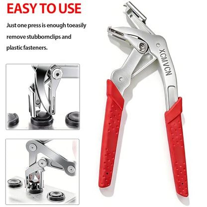 Car Clip Pliers, Spring-Loaded Panel Clip Removal Pliers Tool, Professional Automotive Plastic Fastener Remover for Door Panels, Interior & Exterior Trim, Push Pin & Rivet Disassembly Without Damage