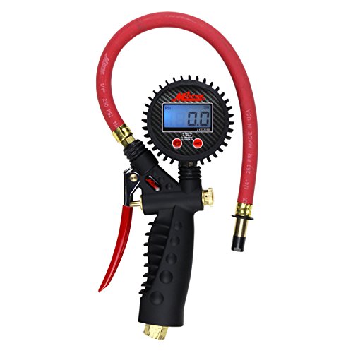 Milton Pro Digital Tire Pressure Gauge S-574D, Straight Foot Chuck, Pistol Grip Handle, Easy to Read 0.1 Display, 255 PSI Max Pressure, 15 Inch Hose, 1/4" NPT (PSI, kPa, Bar, and kg/cm2) - size: Straight Foot Chuck, style: Digital