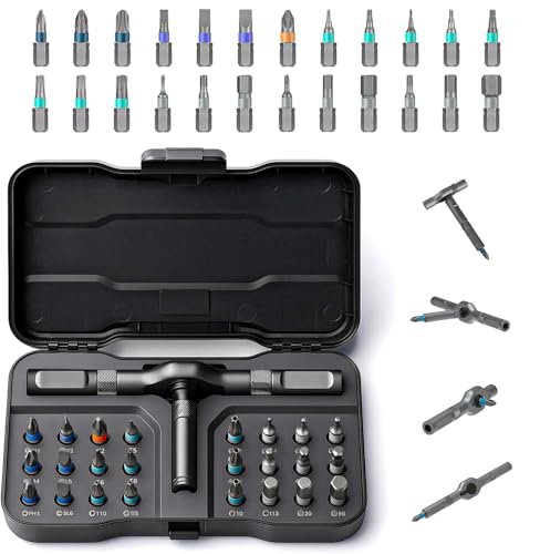 2026 New 24 in 1 Magnetic Ratchet Screwdriver Set, DIY Screwdriver Set with Detachable Handle, Portable Compact Repair Tool Kit for Furniture Laptop Electronicsv Bicycle - size: 24 in 1 Screwdriver Set