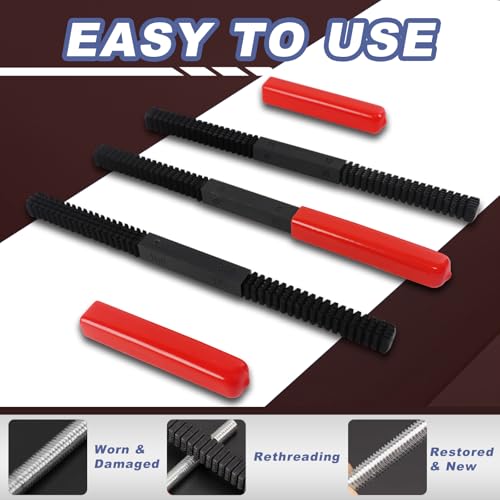 3Pcs Thread File Set, Thread Restoring Chaser Files Metric and SAE | Thread Restorer File Set High Carbon Steel Thread Repair Tool for Thread Repair File Set, Thread Cleaner Tool - size: 3pcs Thread File