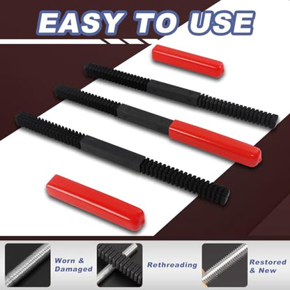 3Pcs Thread File Set, Thread Restoring Chaser Files Metric and SAE | Thread Restorer File Set High Carbon Steel Thread Repair Tool for Thread Repair File Set, Thread Cleaner Tool - size: 3pcs Thread File
