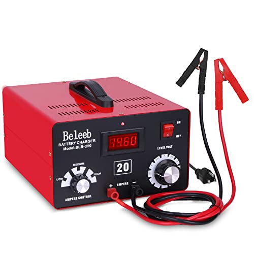 C20 Adjustable Battery Charger 12V 24V 36V 48V, 12A Pulses of High-Voltage Battery Desulfator Maintainer with Smart Chip for Lead-Acid LiFePO4 Lithium Batteries BLB-C20