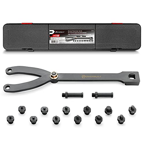 Powerbuilt Universal Pulley Holder Tool Kit, Hold Pulleys Servicing Vehicle Belts, Water Pumps, Camshafts, Crankshafts, Clamp - 647876 - style: 16 Piece
