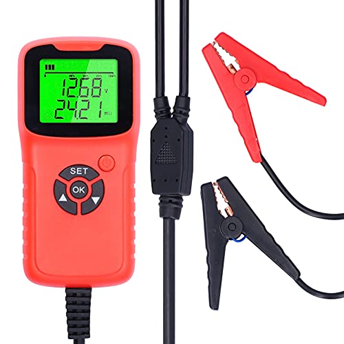 A300 Digital Car Battery Tester, Automotive Battery Analyzer with LCD Display, Tests CCA Voltage Resistance for 12V Flood AGM Gel Deep Cycle Batteries, Includes Heavy (Red) - color: Red