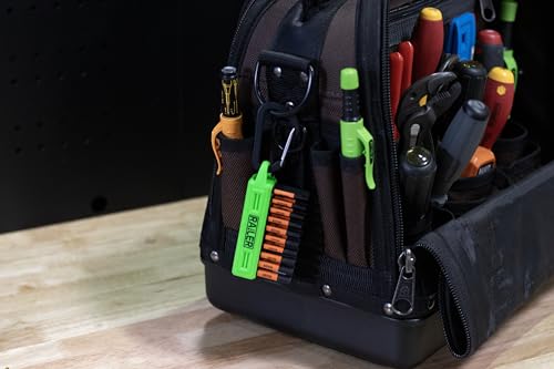 Railer 20pc Impact Driver Bit Set - Premium S2 Steel Screwdriver Bits with Torx, Hex, Phillips, Square & Slotted - Heavy Duty 1/4" Hex Shank Bits with Crushproof Storage Bit Holder & Carabiner Clip - color: Hi-vis Green Bitrail
