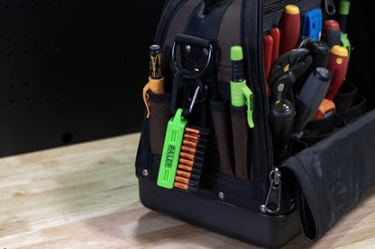 Railer 20pc Impact Driver Bit Set - Premium S2 Steel Screwdriver Bits with Torx, Hex, Phillips, Square & Slotted - Heavy Duty 1/4" Hex Shank Bits with Crushproof Storage Bit Holder & Carabiner Clip - color: Hi-vis Green Bitrail