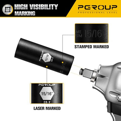 3/8” Drive Deep Impact Socket, SAE(15/16 Inch socket), 6-Point, Cr-V Steel With Black Manganese Phosphate Coating - size: 15/16-inch