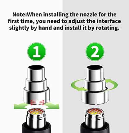 Heat Gun Nozzles Kit, SEEKONE Hot Air Gun Attachments 7 Pieces Stainless Steel Accessories Air Outlet Diameter 35mm / 1.377inch