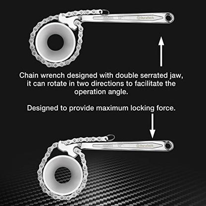 DURATECH 12-Inch Chain Filter Wrench, Oil Filter Tool fits 1/2" to 4-1/2" | Adjustable Removal Tool, Repair Plumbing - size: 12 Inch